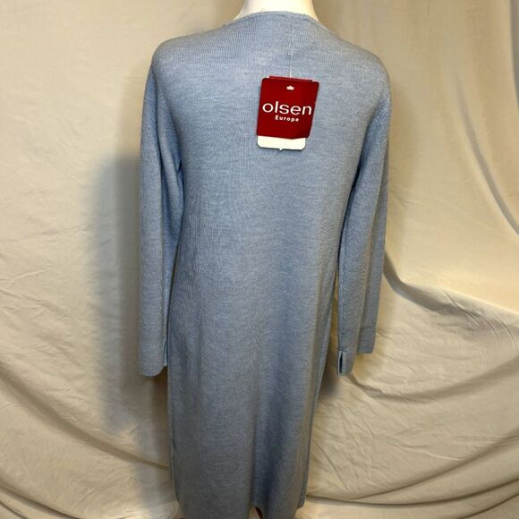 Olsen Knitted Blazer Baby Blue Cardigan Sweater Long Sleeve Womens Designer NWT - Picture 6 of 8
